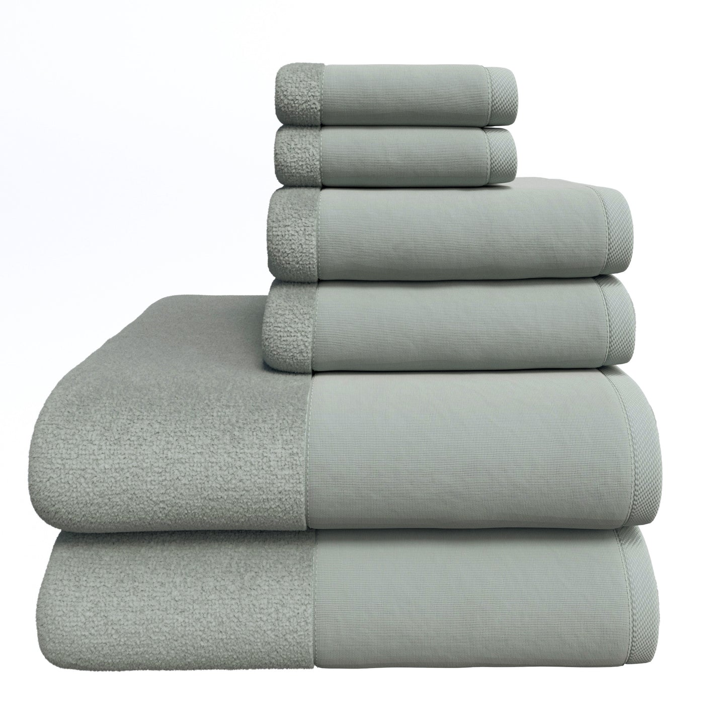 100% Cotton Linen Like Border Bath Towel Set