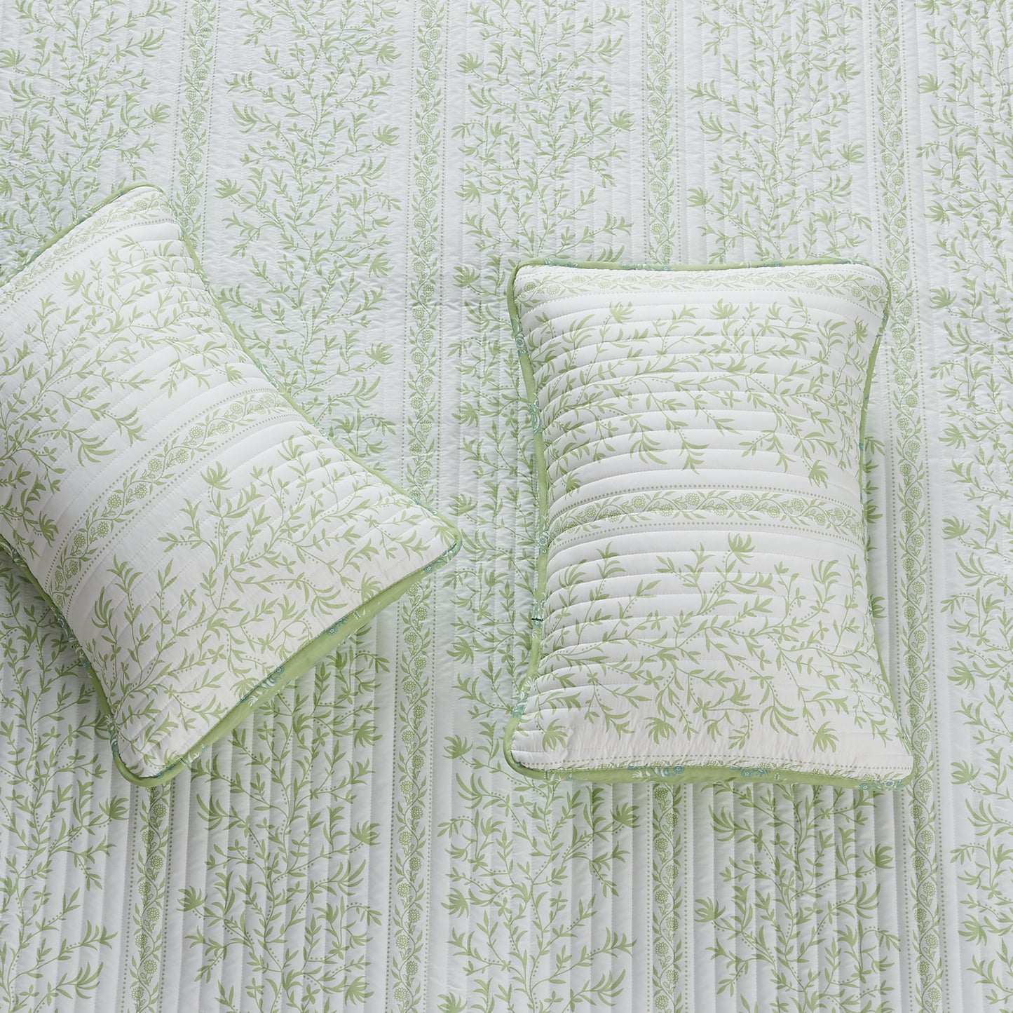 Green Floral Quilt Set - Flora Collection