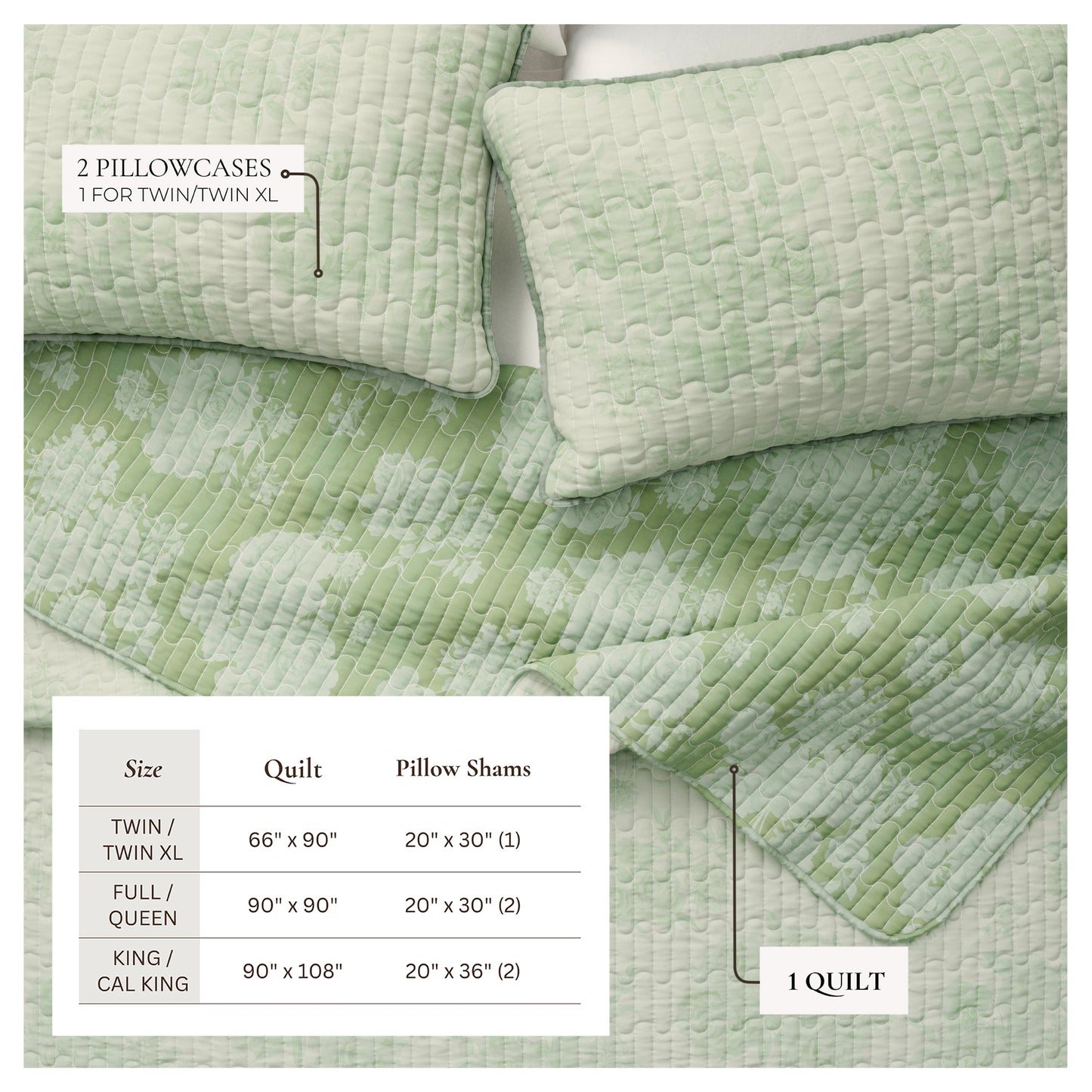 Floral Printed Cotton Quilt Set - Corin Collection