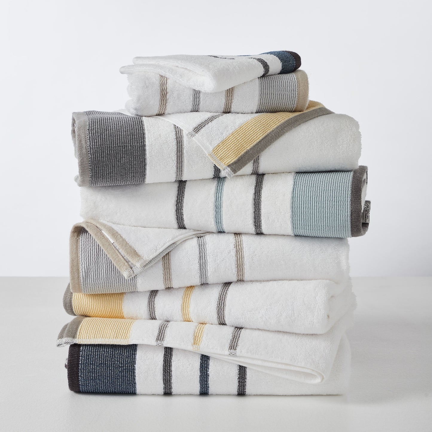 6-Piece Cotton Stripe Bath Towel Set - Noelle Collection