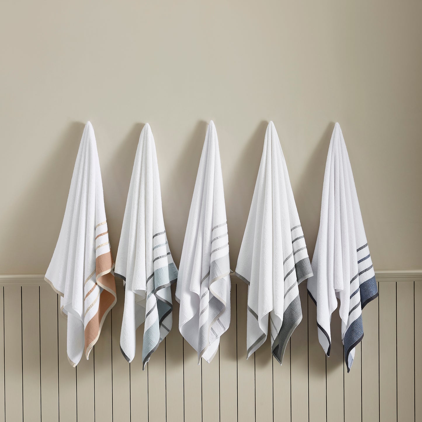 6-Piece Cotton Stripe Bath Towel Set - Noelle Collection