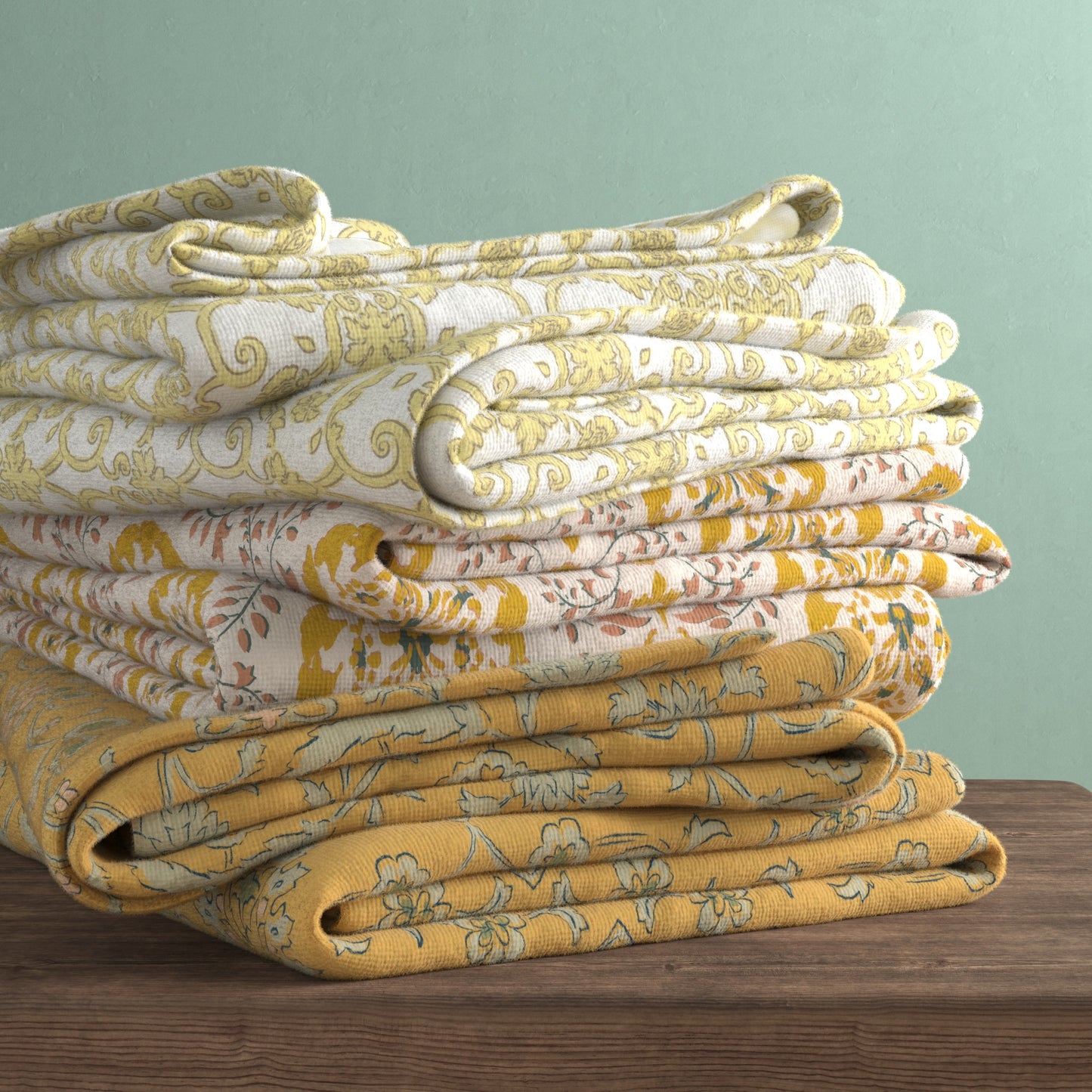 100% Cotton Floral Kitchen Dish Towel Set (Set of 6)