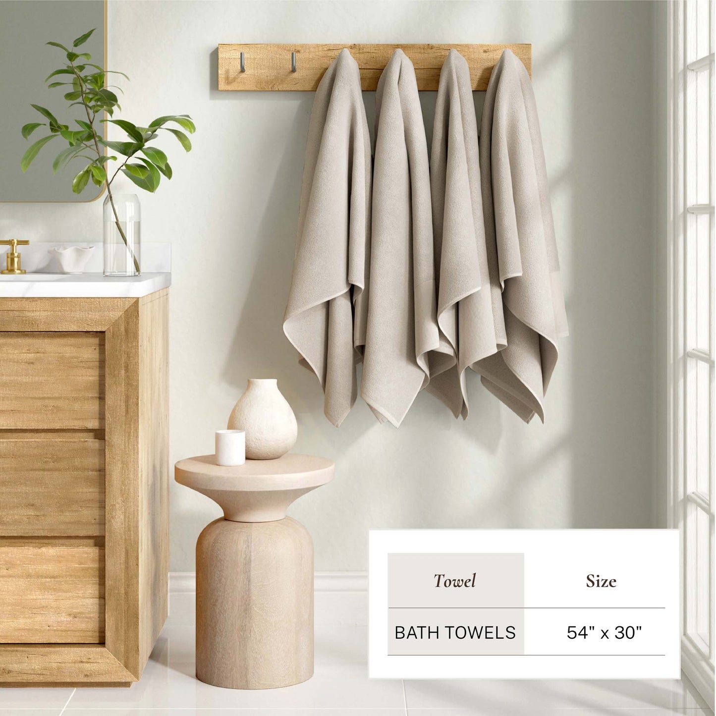 100% Cotton Linen Like Border Bath Towel Set