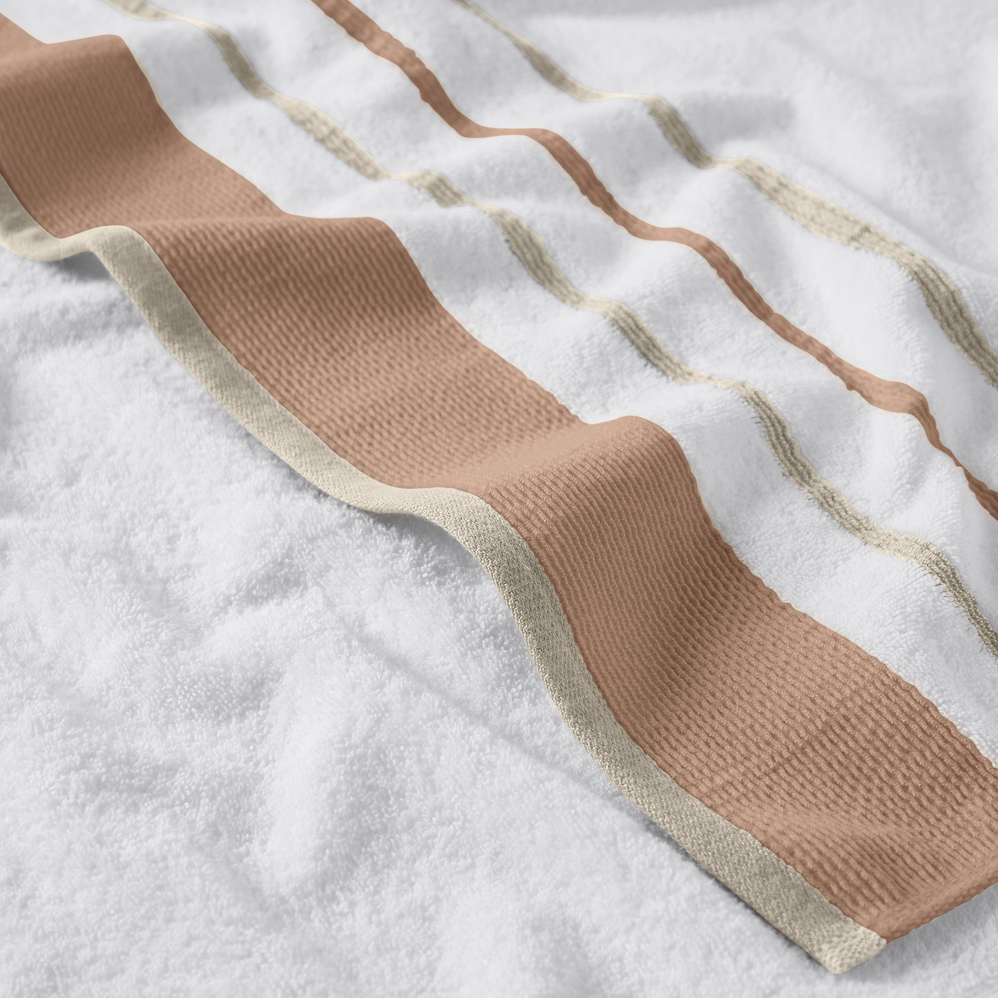 6-Piece Cotton Stripe Bath Towel Set - Noelle Collection