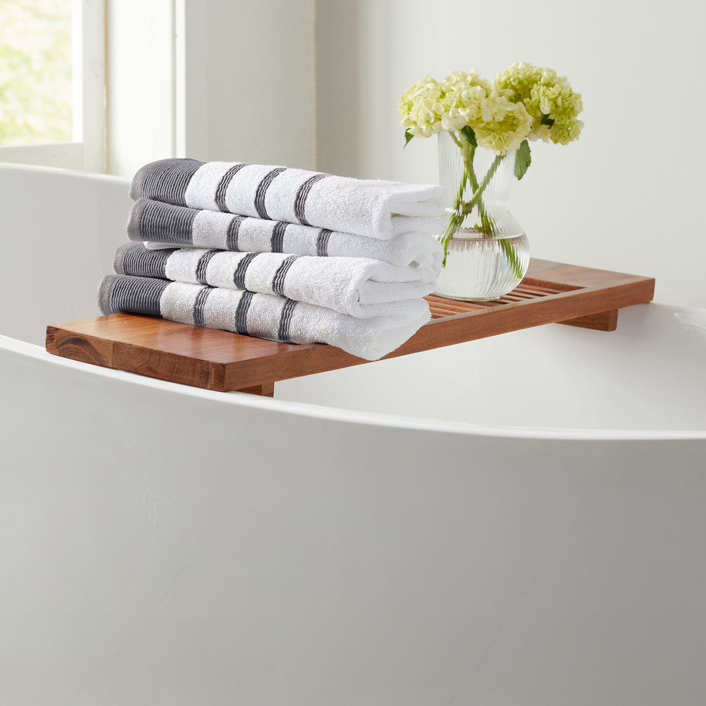 6-Piece Cotton Stripe Bath Towel Set - Noelle Collection