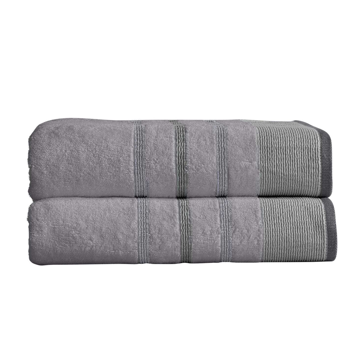 2 Pack Cotton Stripe Bath Sheet Set - Noelle Collection