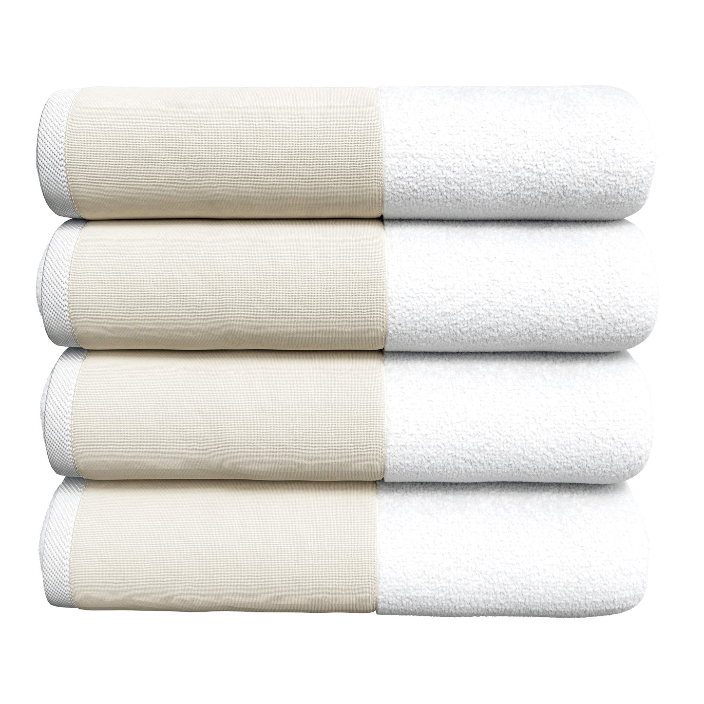 100% Cotton Linen Like Border Bath Towel Set