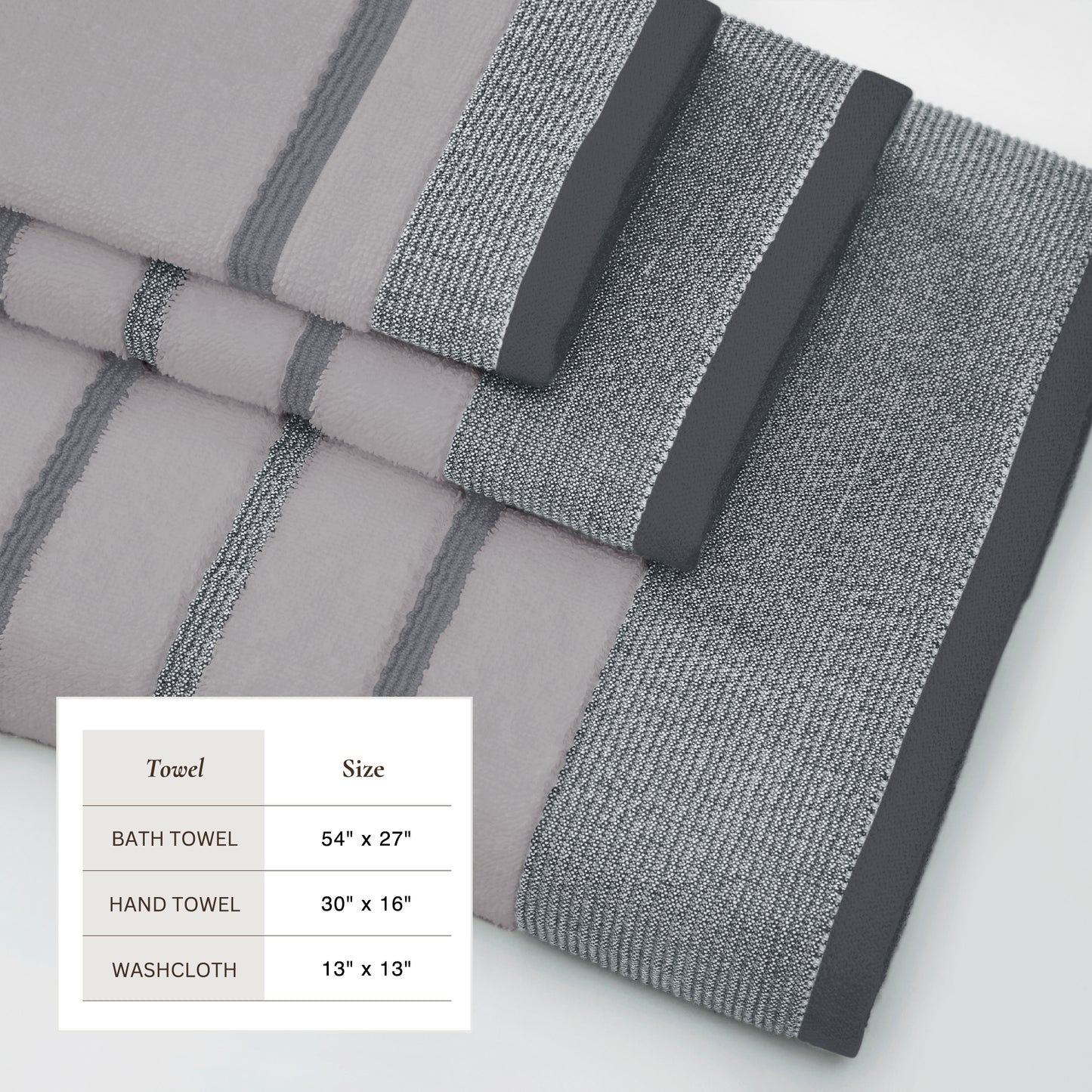 6-Piece Cotton Stripe Bath Towel Set - Noelle Collection