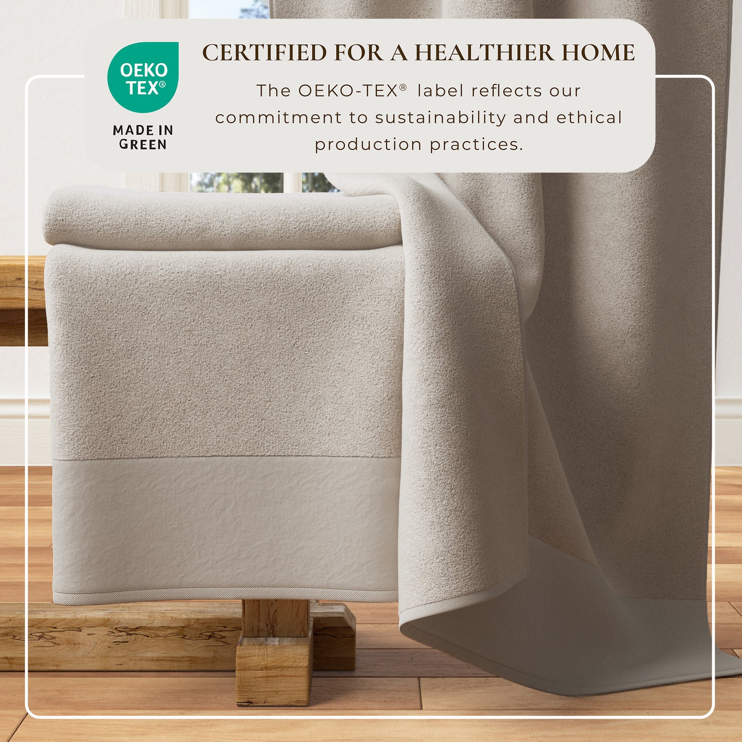 100% Cotton Linen Like Border Bath Towel Set
