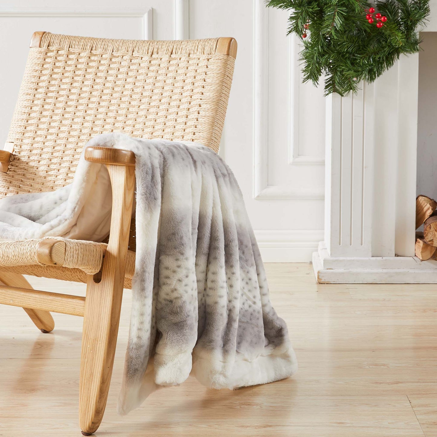 Faux Fur Printed Throw Blanket - Aaliyah Collection