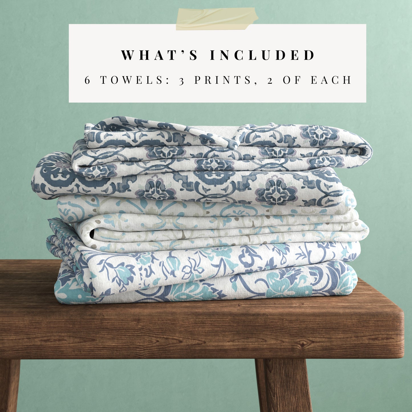 100% Cotton Floral Kitchen Dish Towel Set (Set of 6)