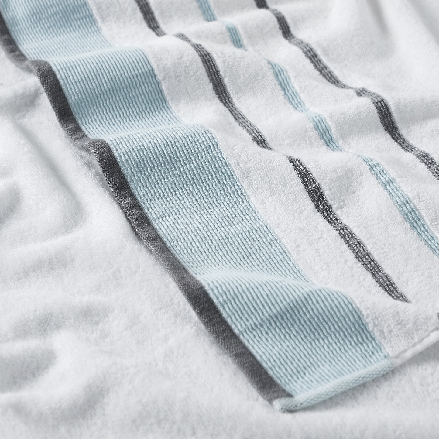 6-Piece Cotton Stripe Bath Towel Set - Noelle Collection