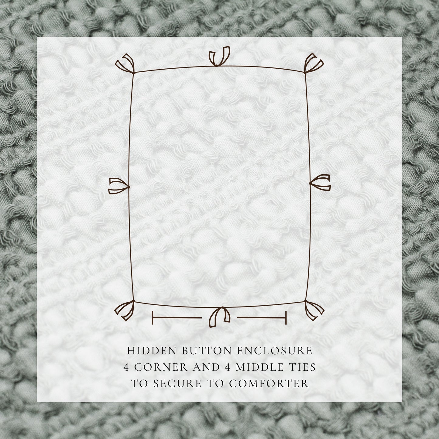 100% Cotton Honeycomb Waffle Textured Duvet Cover with Pillow Shams