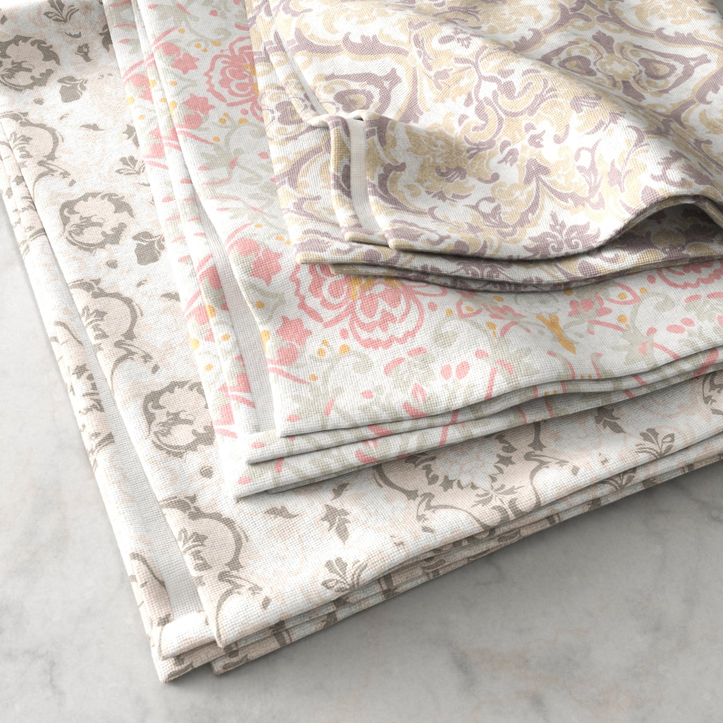 100% Cotton Floral Kitchen Dish Towel Set (Set of 6)