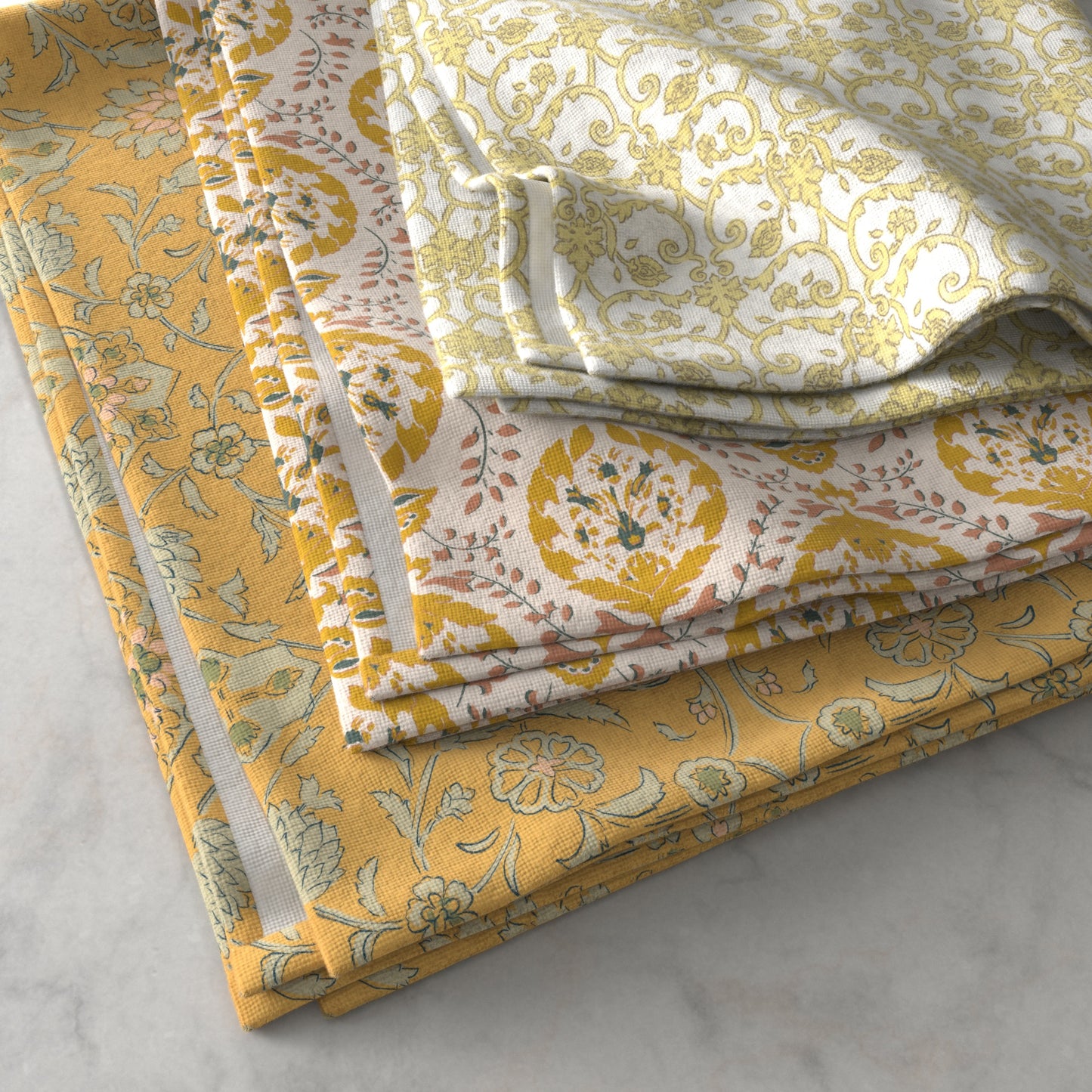100% Cotton Floral Kitchen Dish Towel Set (Set of 6)