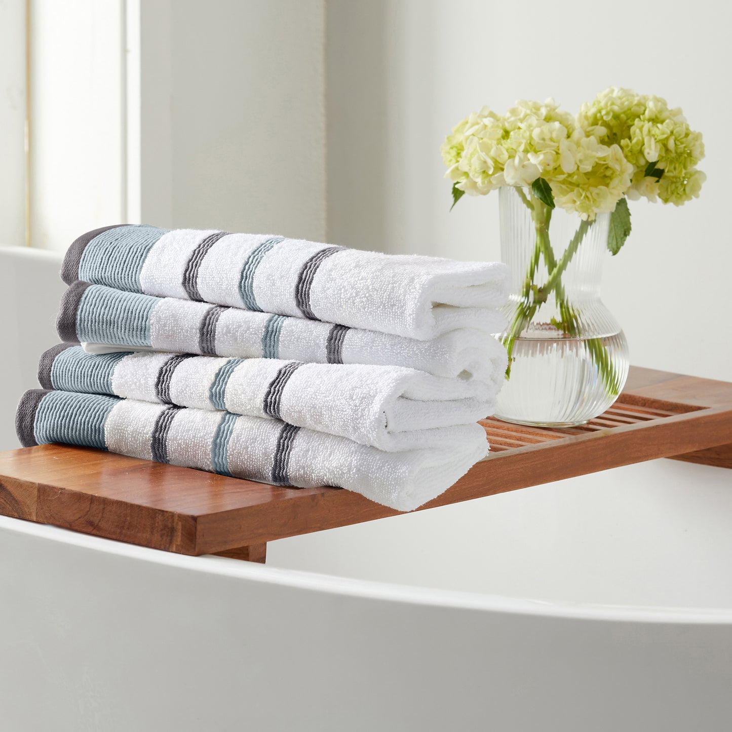 6-Piece Cotton Stripe Bath Towel Set - Noelle Collection