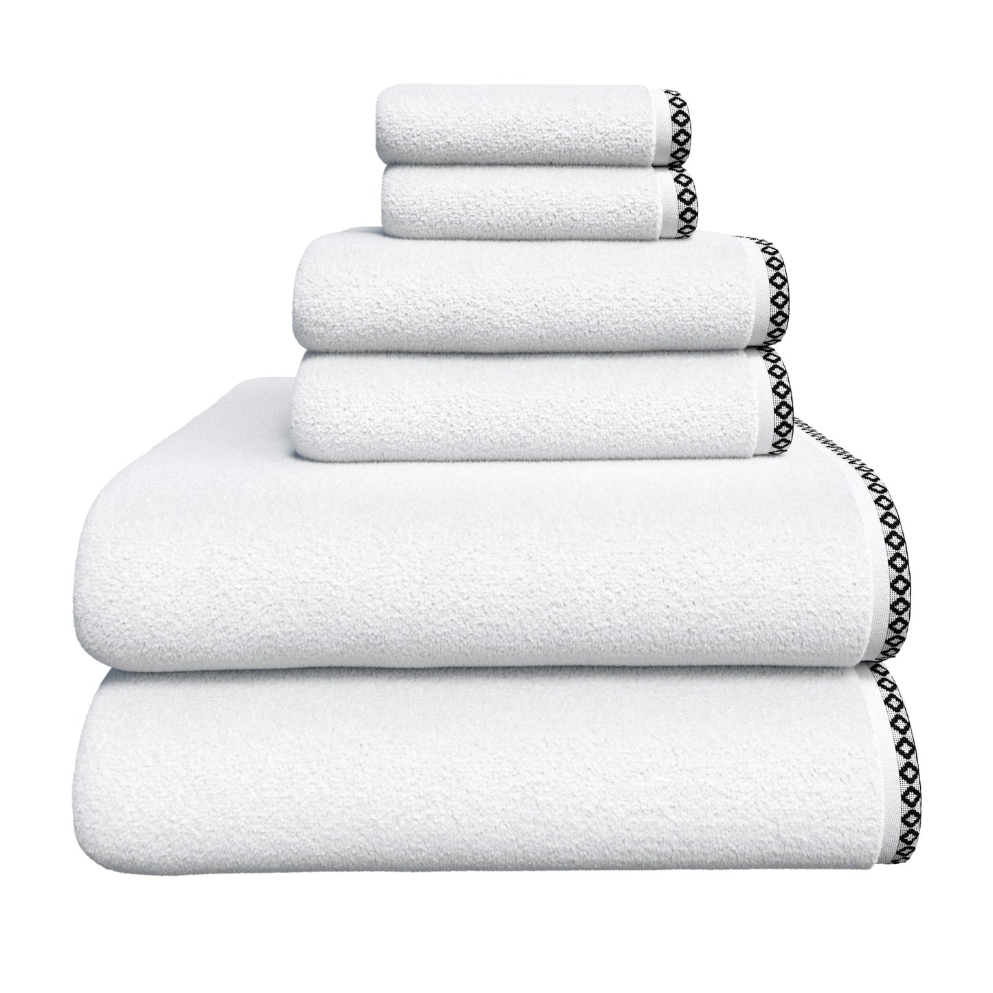 Cotton Border-Stitched 6-Piece Towel Set - Valery Collection