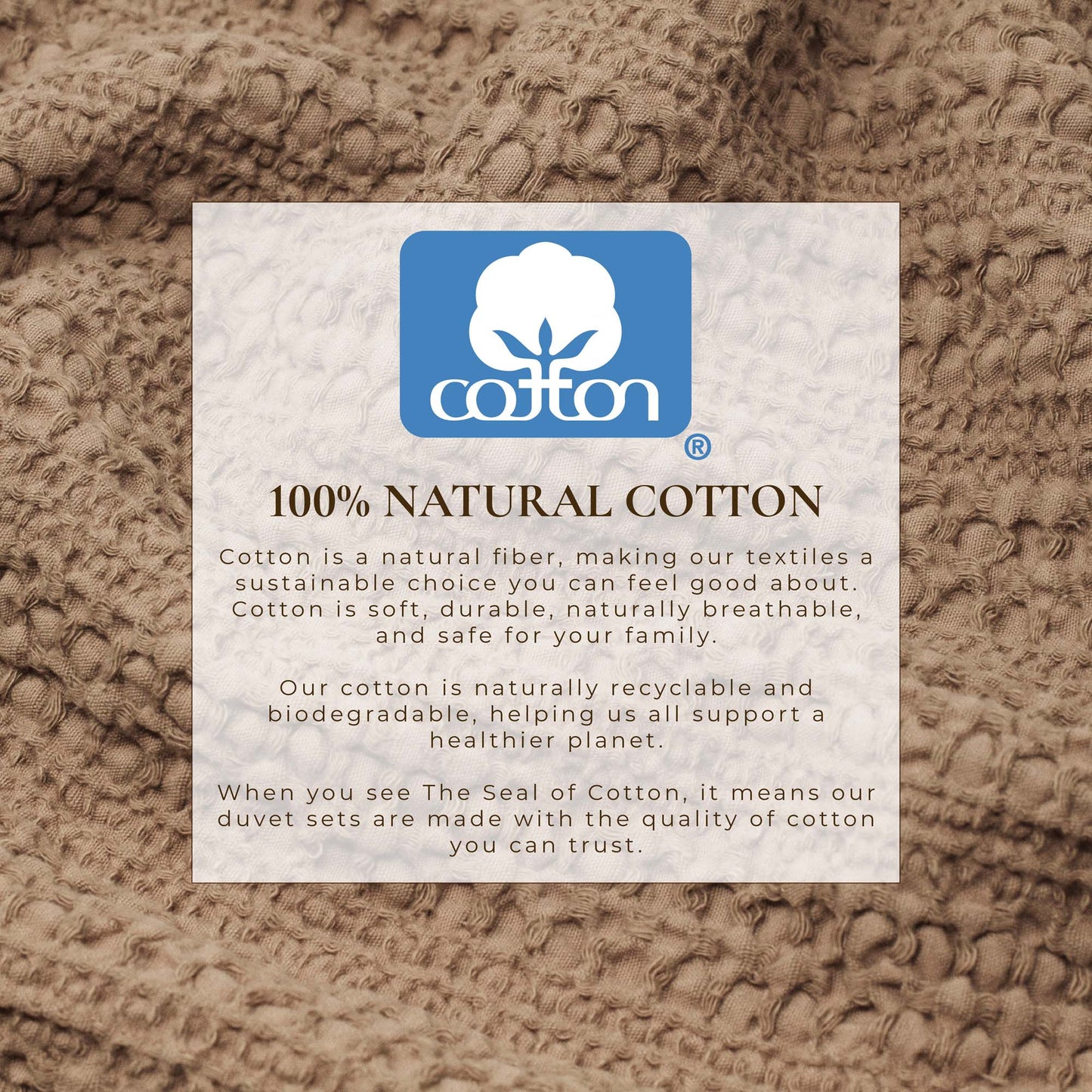 100% Cotton Honeycomb Waffle Textured Duvet Cover with Pillow Shams