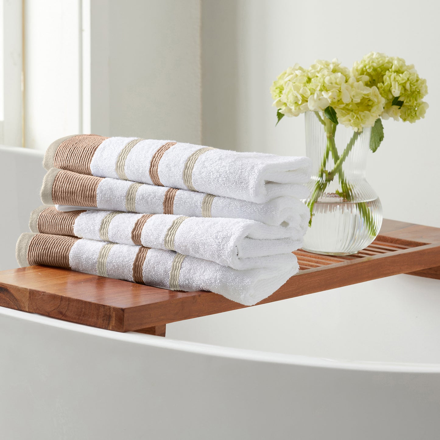 6-Piece Cotton Stripe Bath Towel Set - Noelle Collection