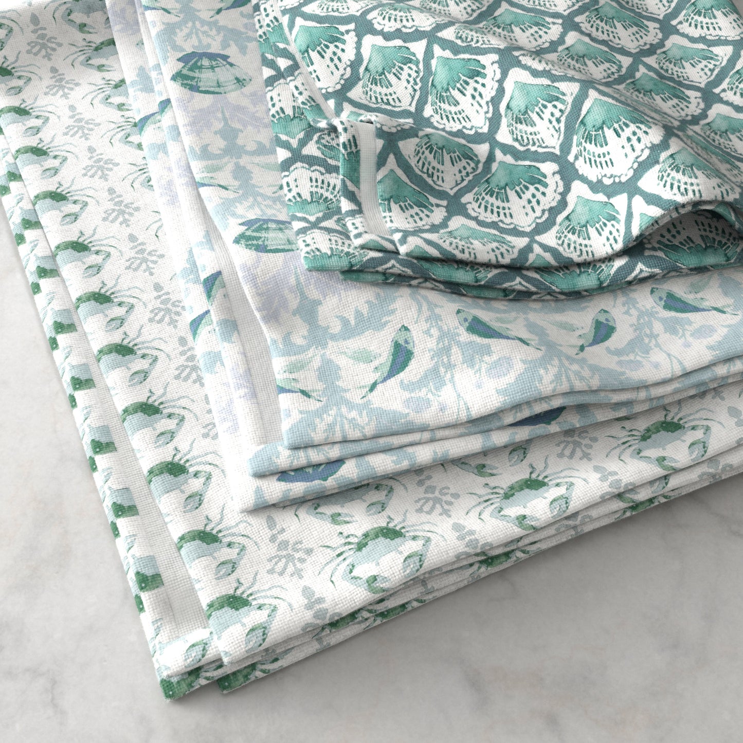 100% Cotton Coastal Kitchen Dish Towel Set (Set of 6)