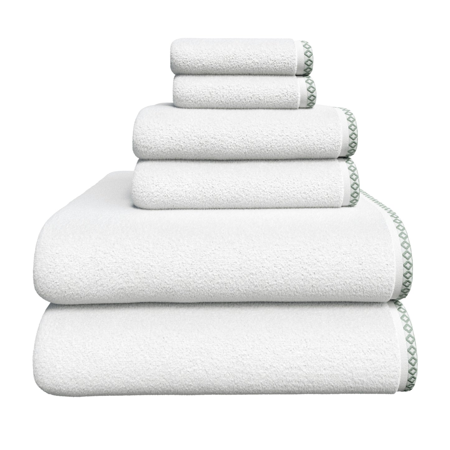 Cotton Border-Stitched 6-Piece Towel Set - Valery Collection