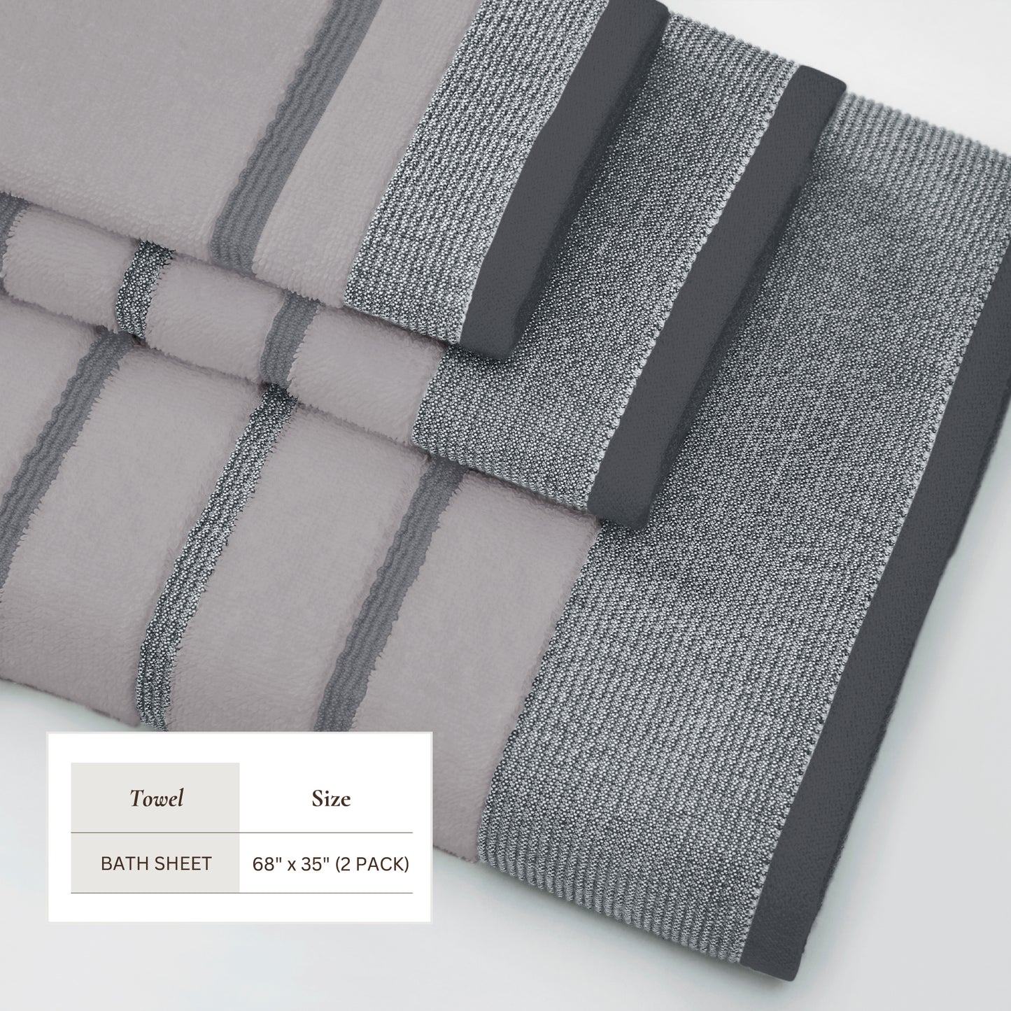 2 Pack Cotton Stripe Bath Sheet Set - Noelle Collection