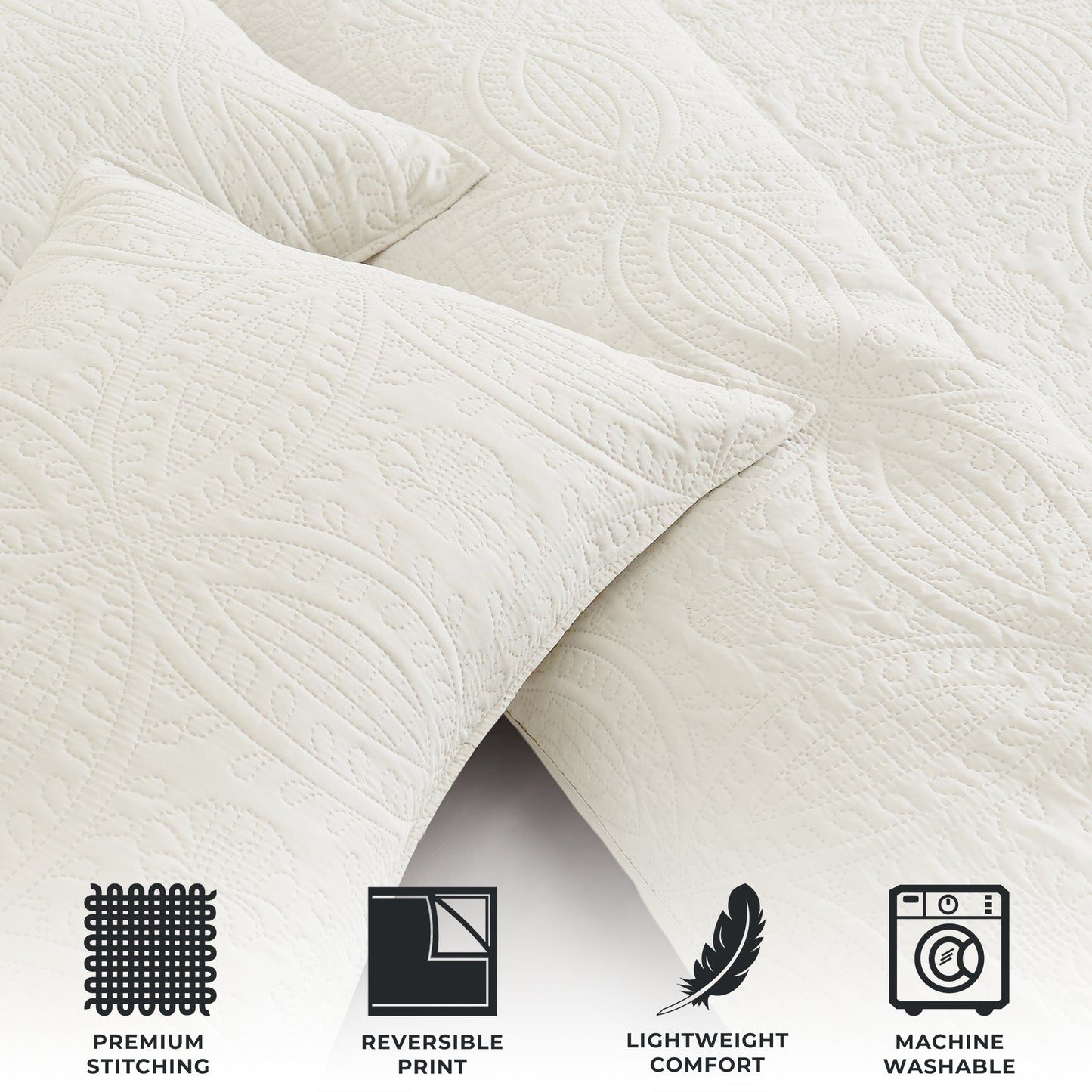 3-Piece Oversized Medallion Quilt Set - Clara Collection