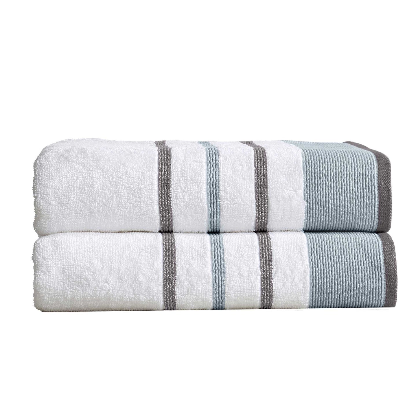 2 Pack Cotton Stripe Bath Sheet Set - Noelle Collection