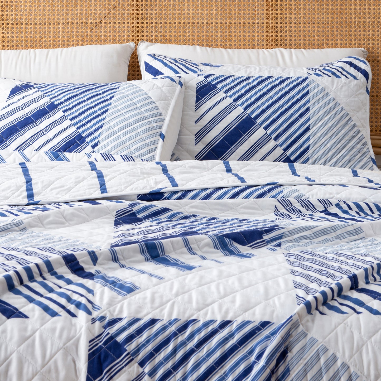 3-Piece Navy Stripe Quilt - Midnight Bay Collection
