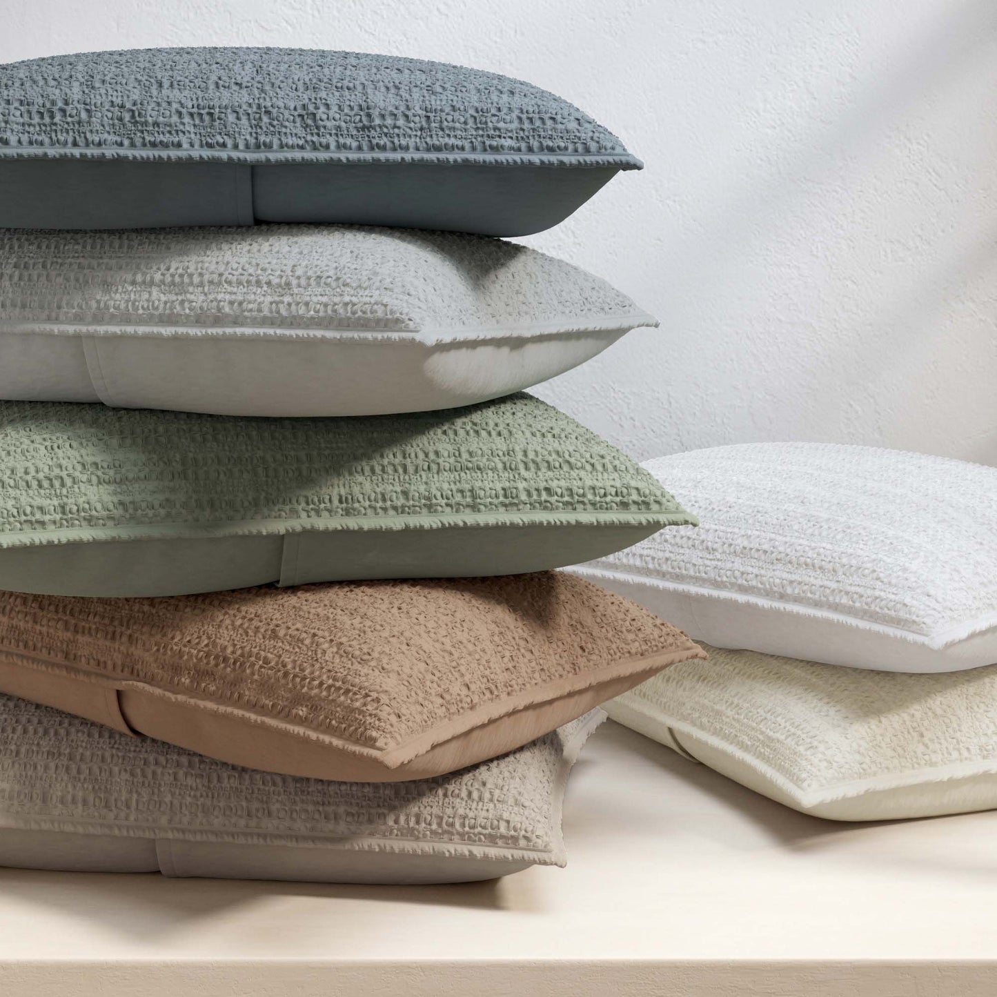 100% Cotton Honeycomb Waffle Garment Washed Quilt Set - Genevieve Collection