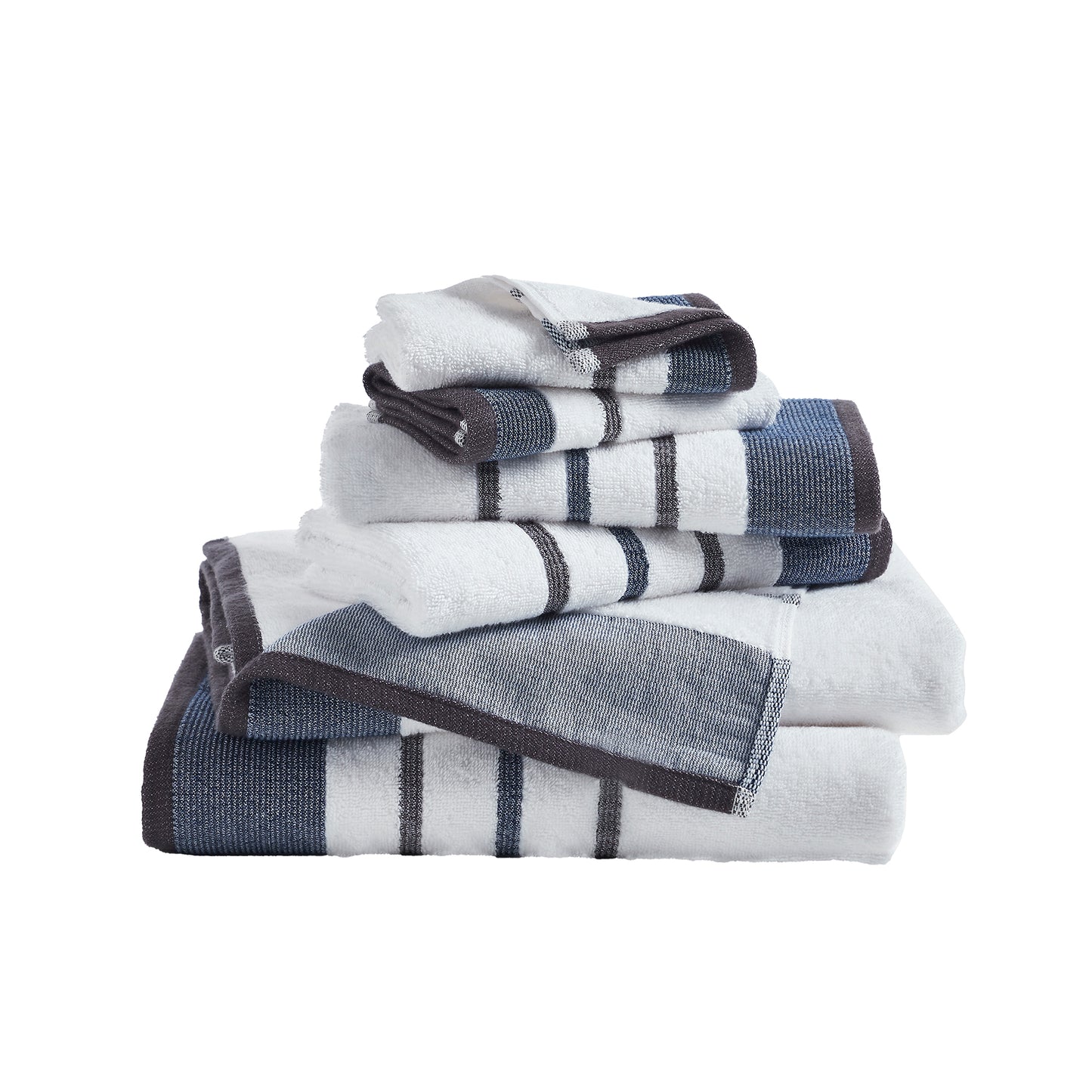 6-Piece Cotton Stripe Bath Towel Set - Noelle Collection