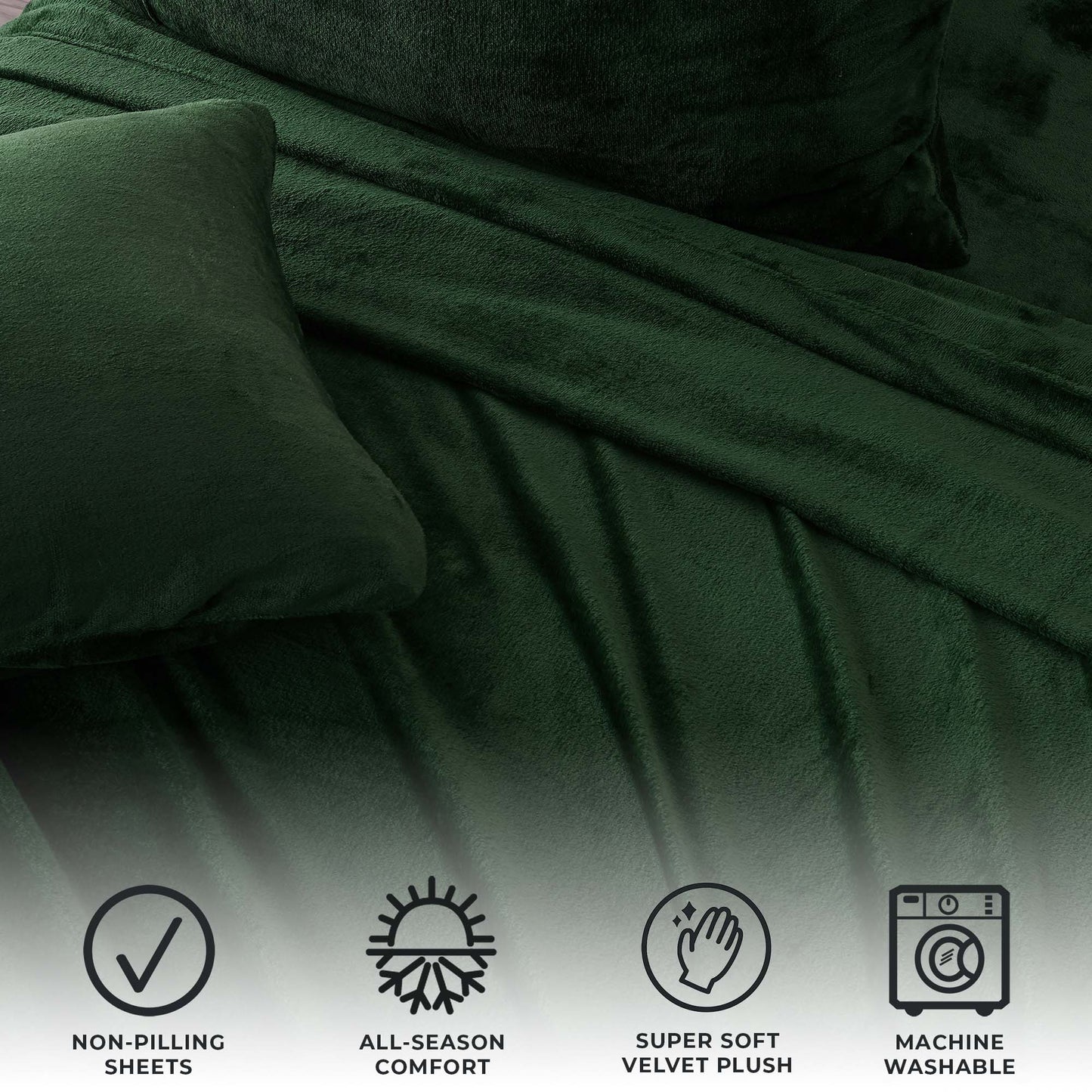 4-Piece Solid Jewel-Toned Plush Sheet - Velvet Luxe Collection