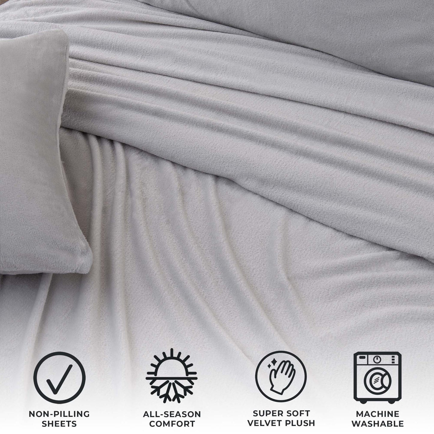 4-Piece Solid Plush Sheet - Velvet Luxe Collection