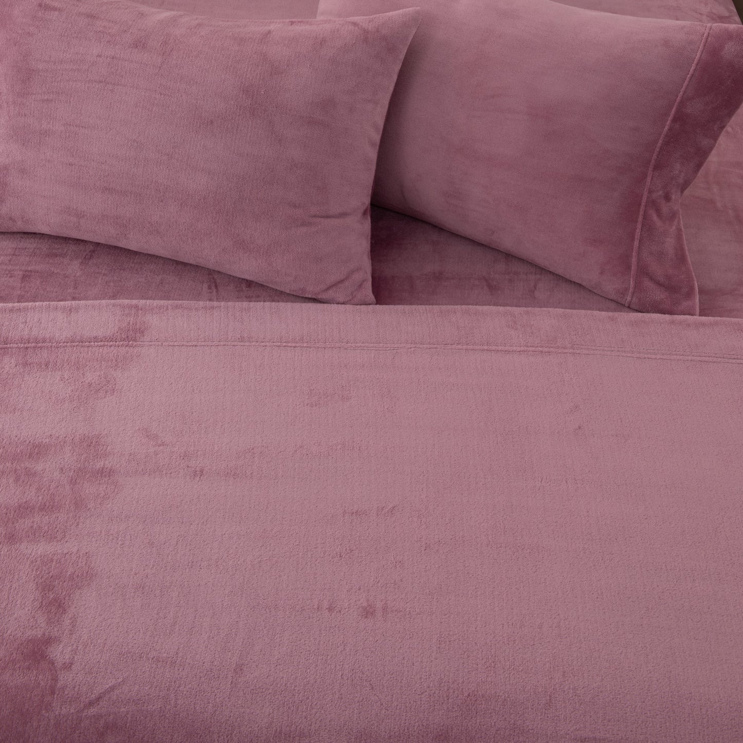 4-Piece Solid Plush Sheet - Velvet Luxe Collection