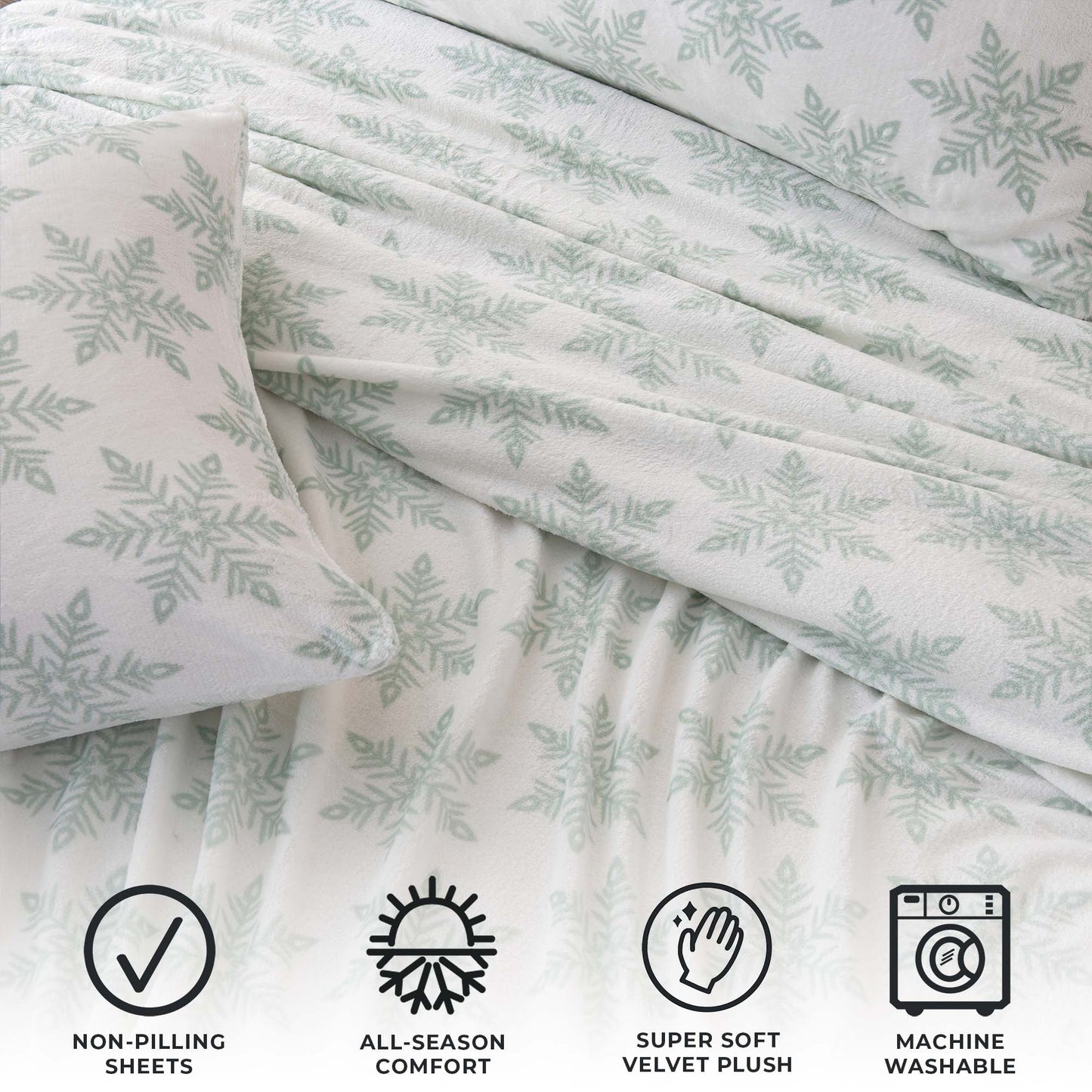 4-Piece Winter Printed Plush Sheet - Velvet Luxe Collection