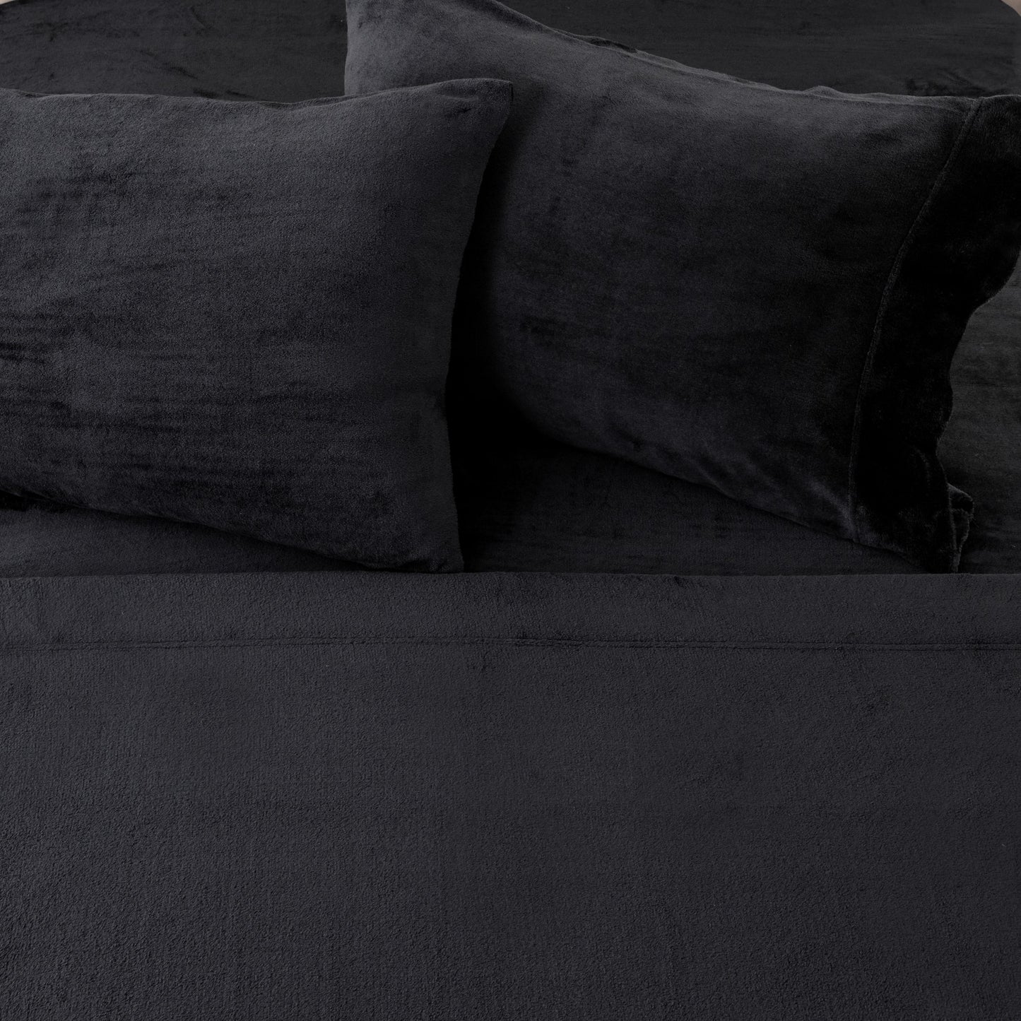 4-Piece Solid Plush Sheet - Velvet Luxe Collection