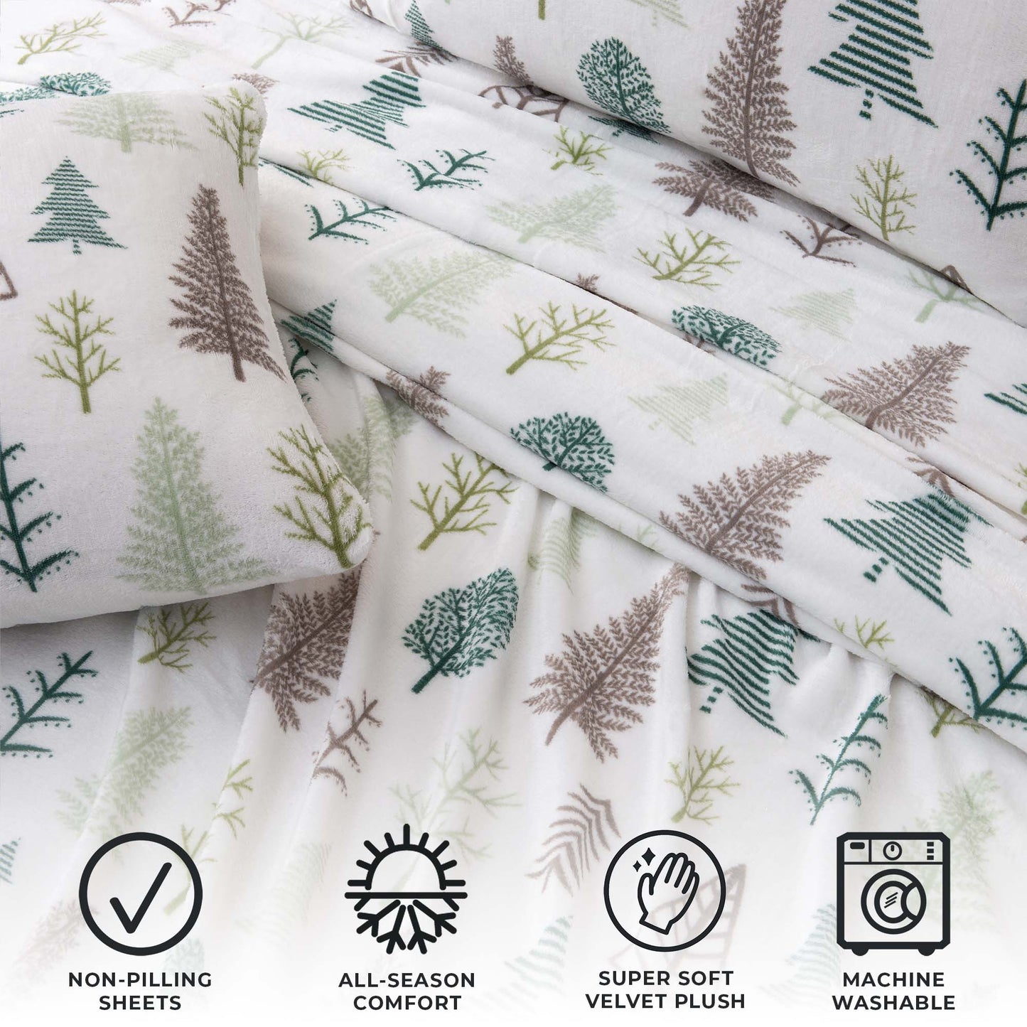 4-Piece Winter Printed Plush Sheet - Velvet Luxe Collection