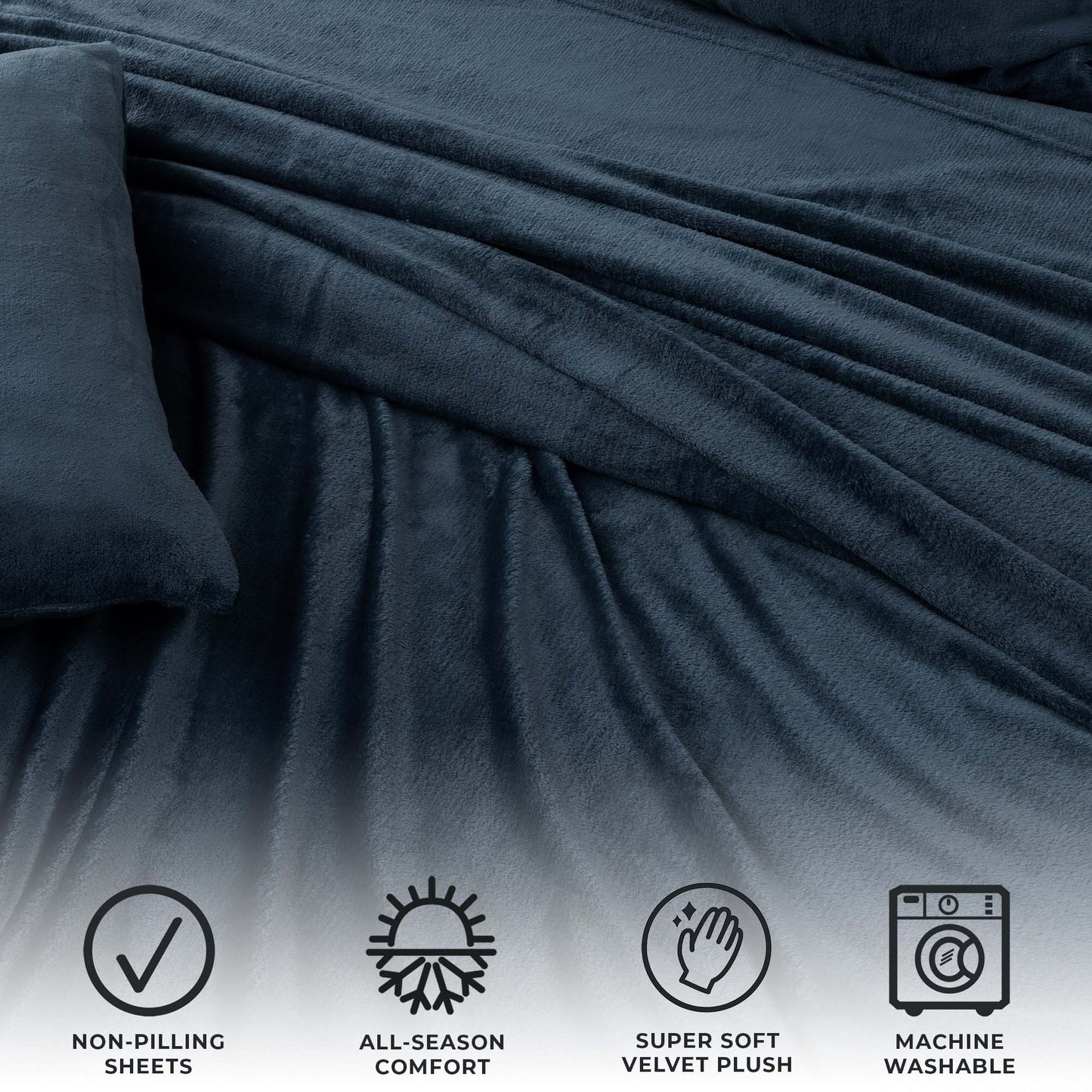 4-Piece Solid Plush Sheet - Velvet Luxe Collection