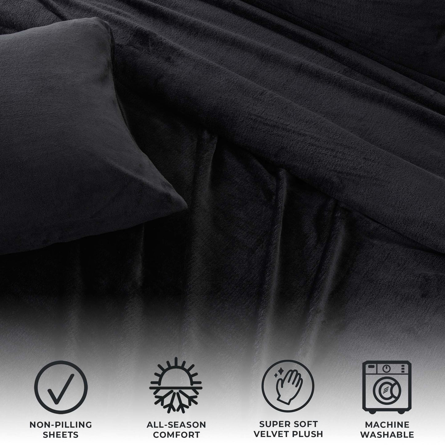 4-Piece Solid Plush Sheet - Velvet Luxe Collection