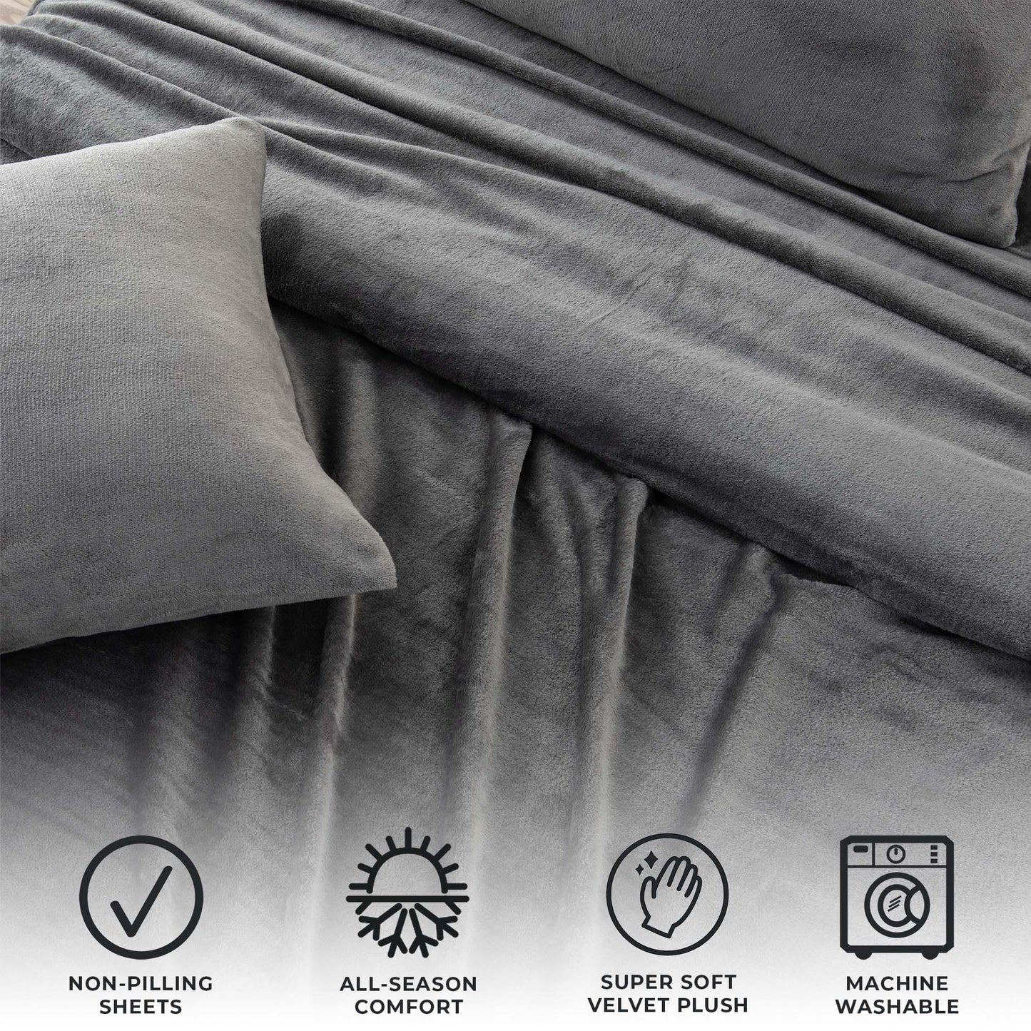 4-Piece Solid Plush Sheet - Velvet Luxe Collection