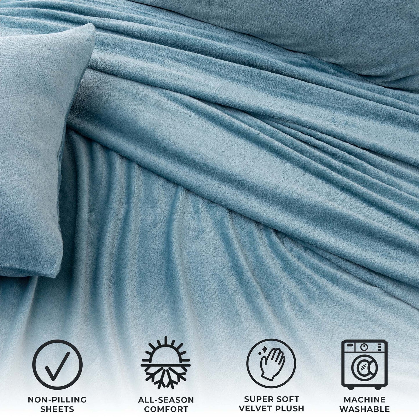 4-Piece Solid Plush Sheet - Velvet Luxe Collection