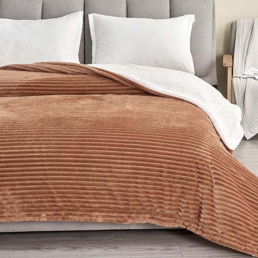 Ribbed Sherpa Throw Blanket - Corduroy Collection