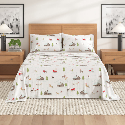 4-Piece Turkish Cotton Christmas Flannel Sheet - Whittaker Collection