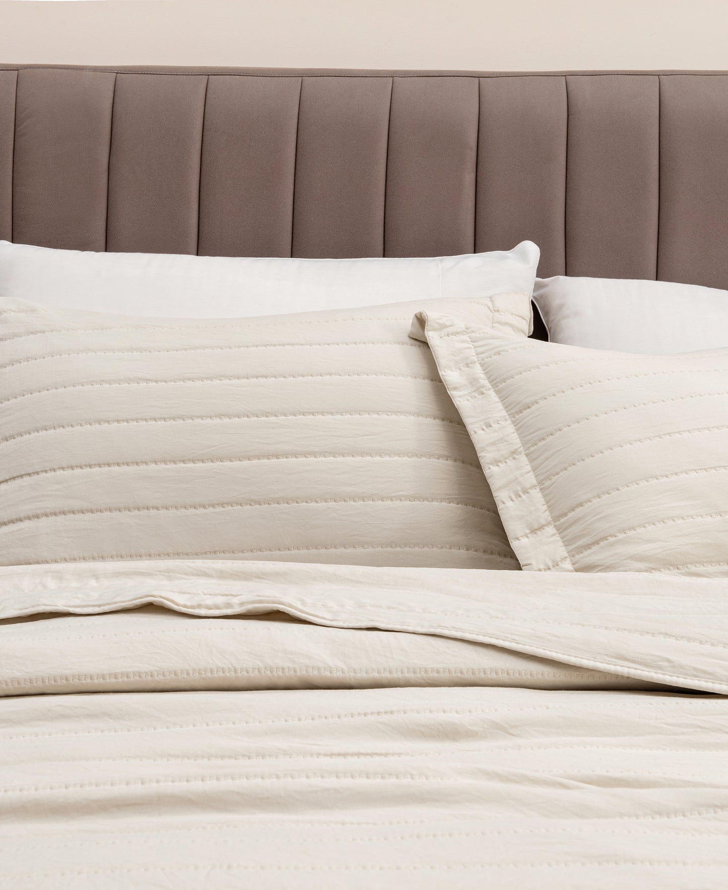 3-Piece Solid Striped Quilt - Virginia Collection