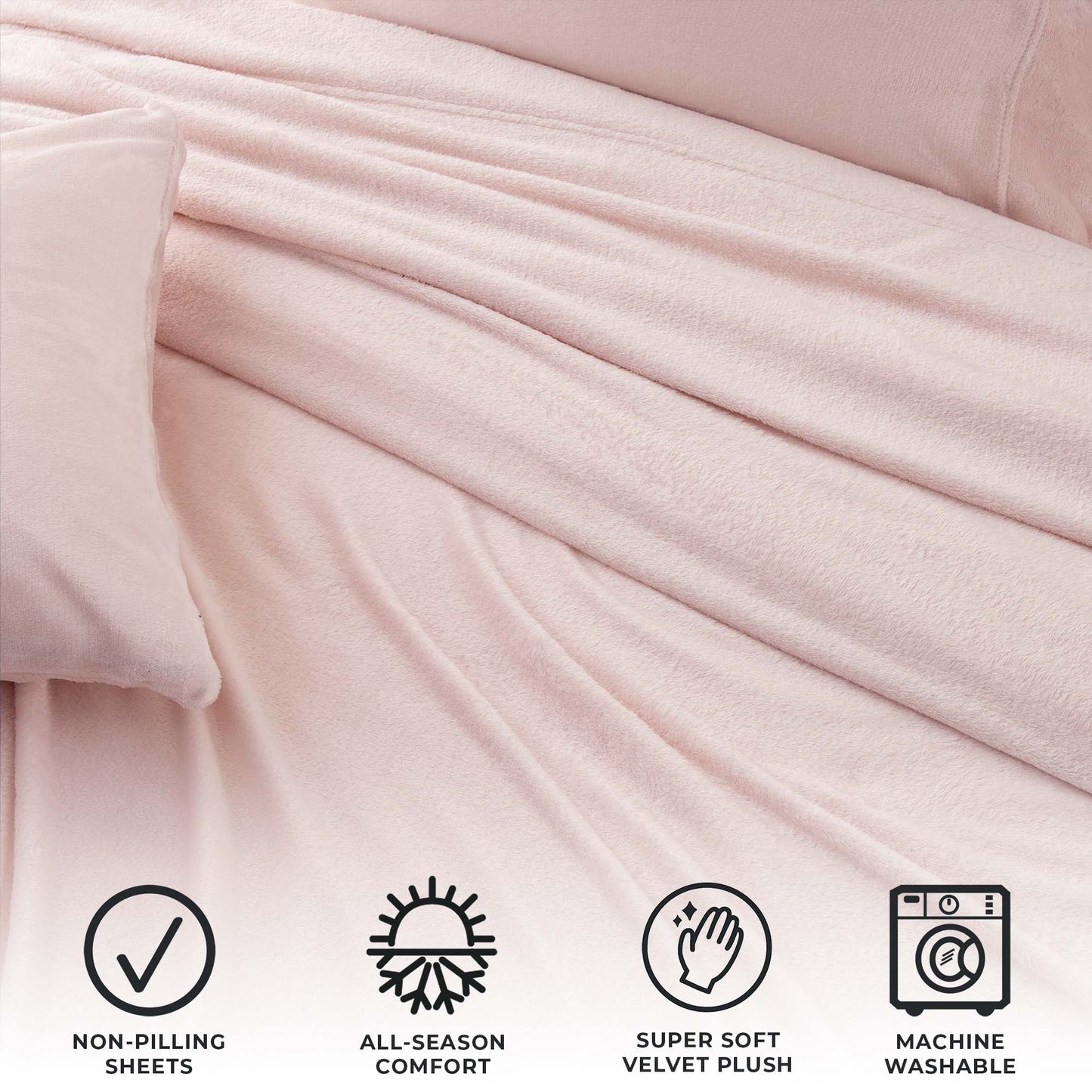 4-Piece Solid Plush Sheet - Velvet Luxe Collection