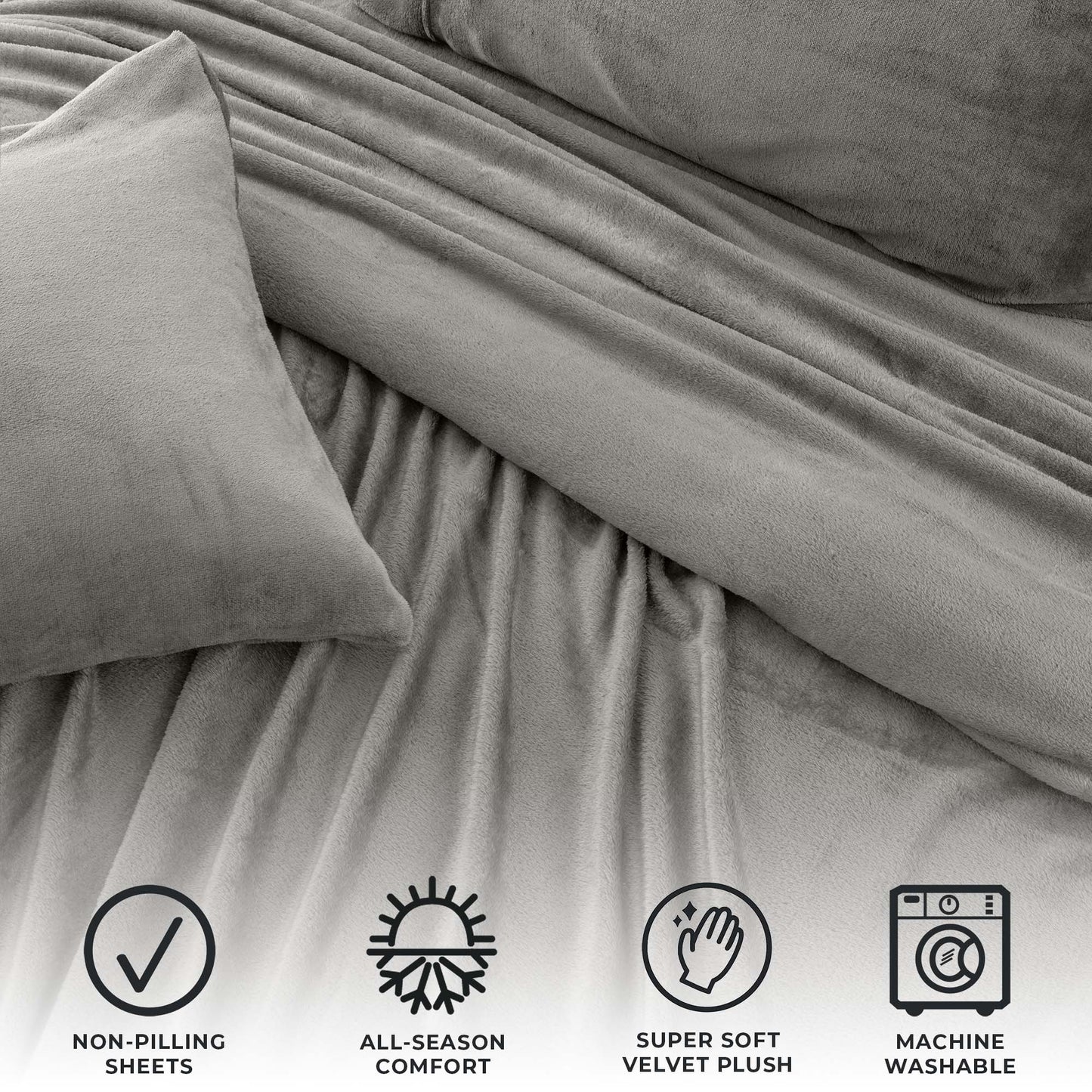 4-Piece Solid Plush Sheet - Velvet Luxe Collection