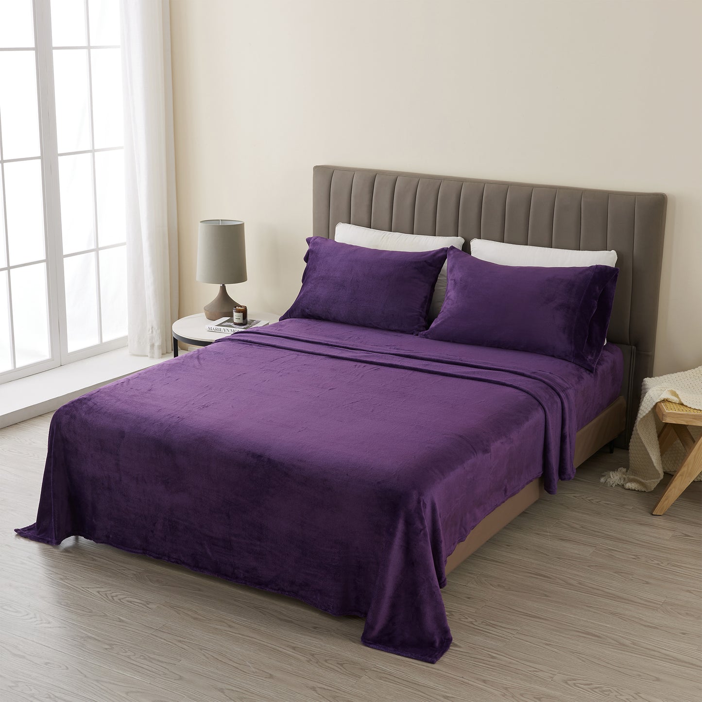 4-Piece Solid Jewel-Toned Plush Sheet - Velvet Luxe Collection