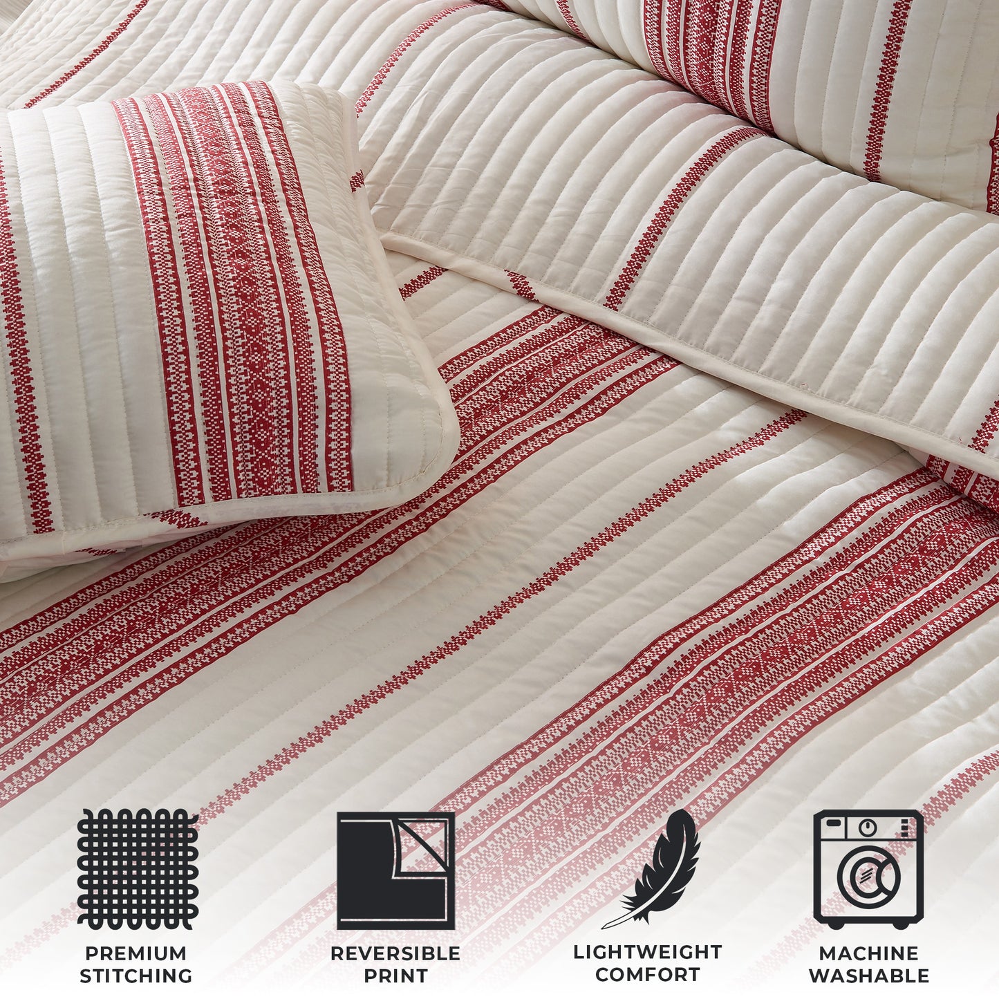3-Piece Stripe Quilt - Wesley Collection