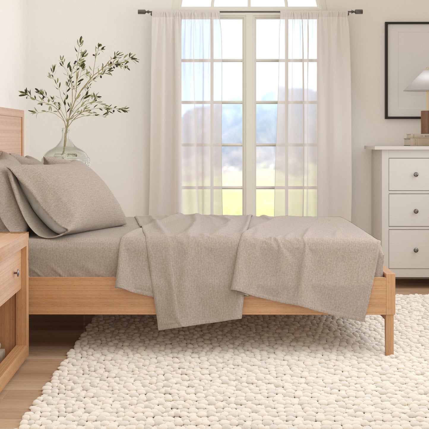 4 Piece Heathered Solid Flannel Sheet Sets - Anders Collection