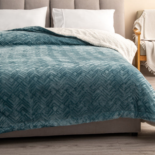 Velvet Plush Sherpa Luxury Bed Blanket - Berber Collection